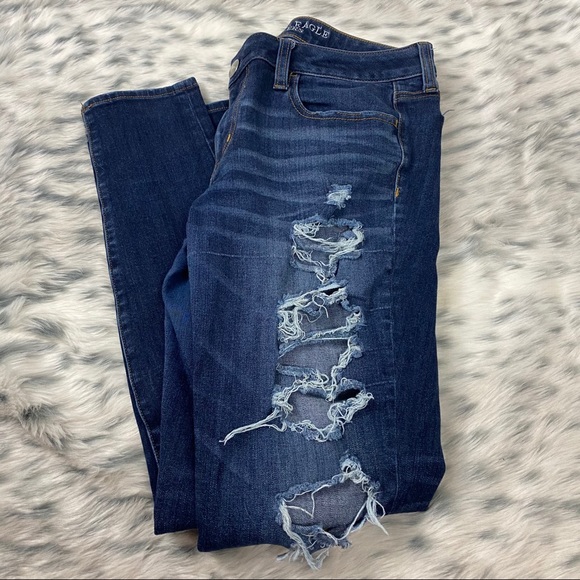 American Eagle DarkWash Ripped Jean Jegging - Picture 5 of 7